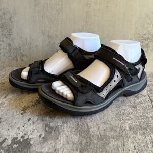Ecco Yucatan Offroad Womens EU 40 US 9 Sandals Black Gray Strappy Outdoor Hiking